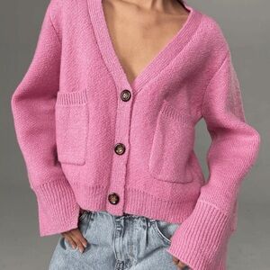 Olivaceous Soft Pink Button-Up Cardigan